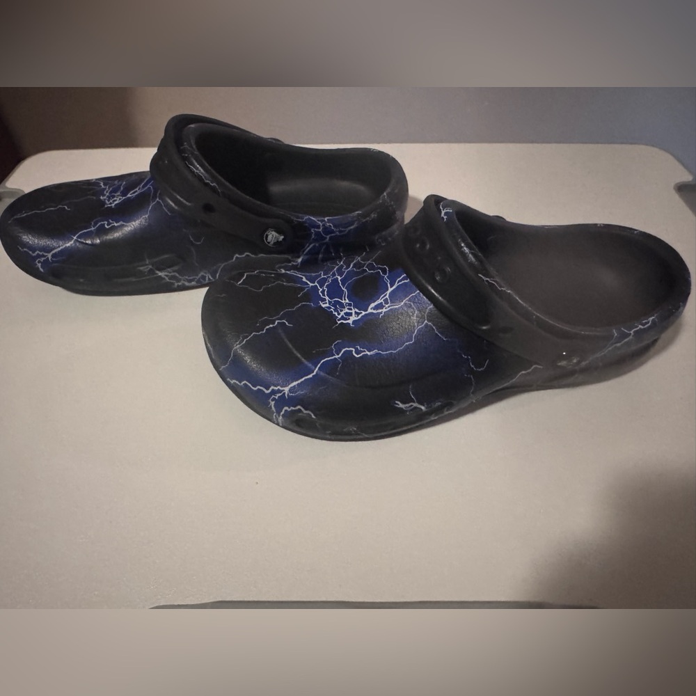 Mens Lightning Pattern Crocs worn